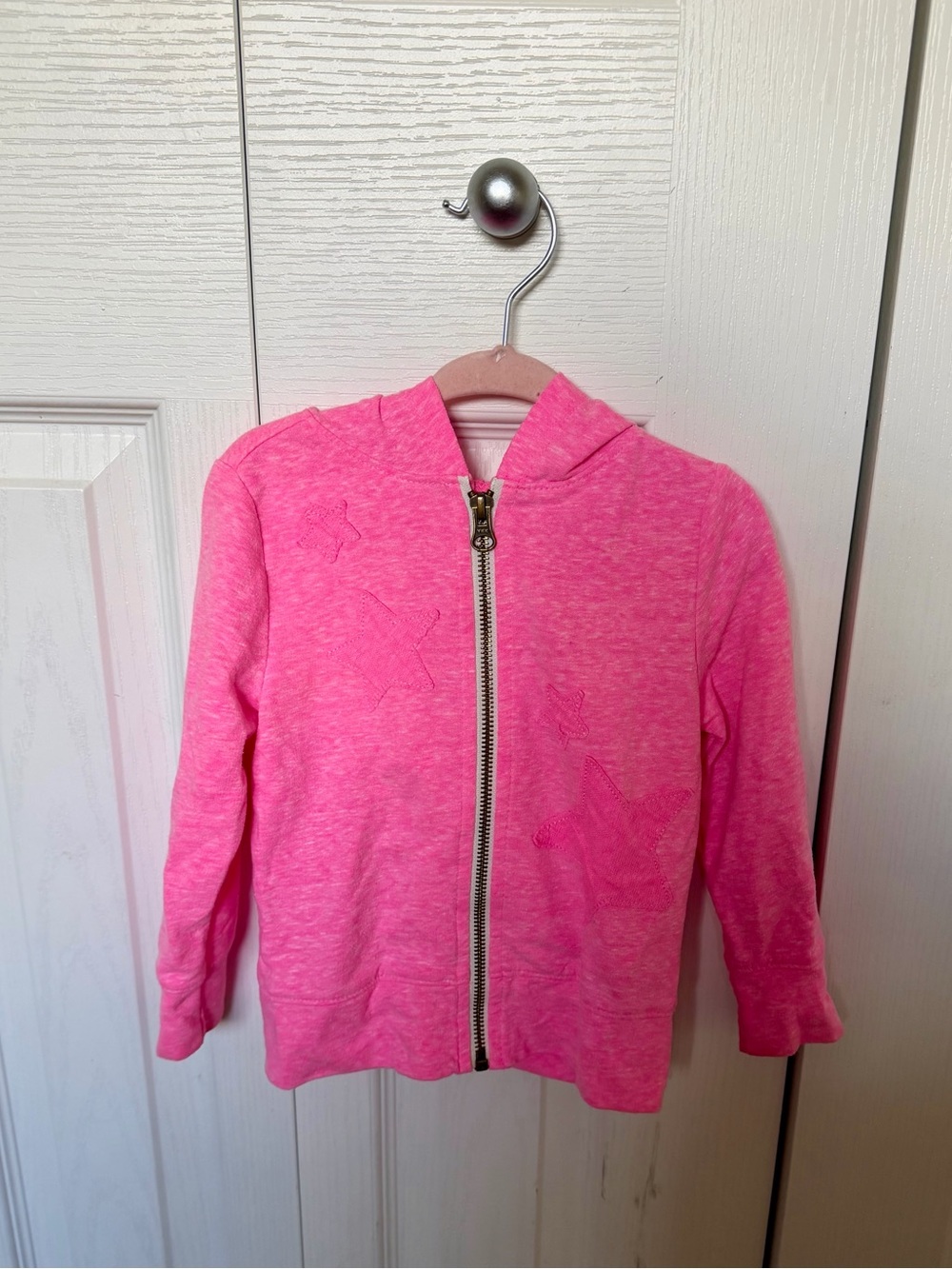 Girls' Pink Zip Hoodie - Lightweight Star Detail